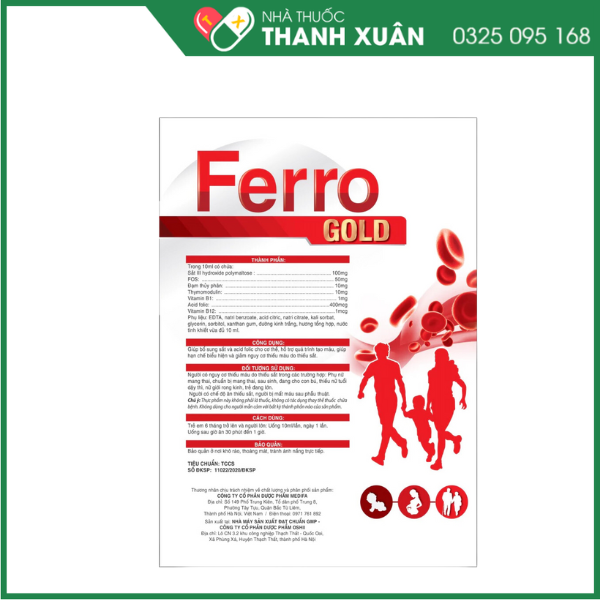 Siro Ferro Gold giúp bổ sung sắt và acid folic hỗ trợ tình trạng thiếu máu